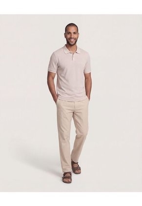 Polo  Para Hombre Cuello Tejido Sin Bolsillo Color Beige Marca Ostu #60110892