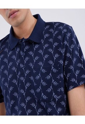 Polo Para Hombre Cuello Tejido Con Bolsillo Color Azul Oscuro Marca Ostu #60110524