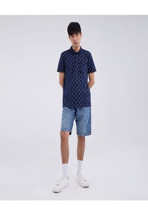 Polo Para Hombre Cuello Tejido Con Bolsillo Color Azul Oscuro Marca Ostu #60110524