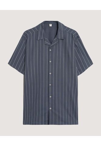 Camisa  Para Hombre Manga Corta Sin Bolsillo Cuello C Color Azul Marca Ostu #60010907 Ostu