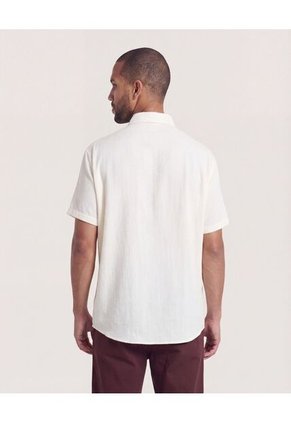 Camisa  Para Hombre Manga Corta Sin Bolsillo Cuello C Color Crudo Marca Ostu #60019069