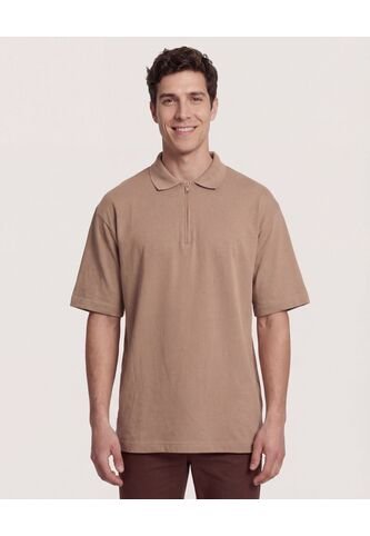 Polo  Para Hombre Cuello Tejido Sin Bolsillo Color Camel Marca Ostu #60110882 Ostu