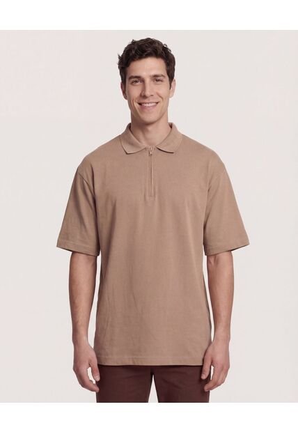 Polo  Para Hombre Cuello Tejido Sin Bolsillo Color Camel Marca Ostu #60110882