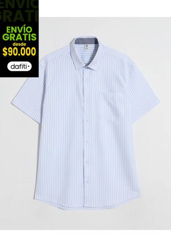 Camisa  Para Hombre Manga Corta Con Bolsillo Cuello Casual M Color Blanco Marca Ostu #60010892 Ostu