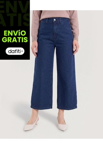 Jean Culotte Wide Flow  Para Mujer Azul Ostu Ostu
