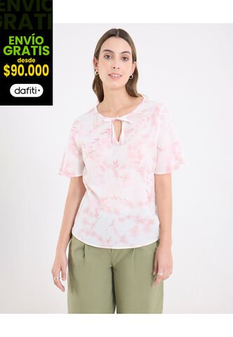 Blusa  Para Mujer Manga Corta Color Rosa Marca Ostu #40121249 Ostu