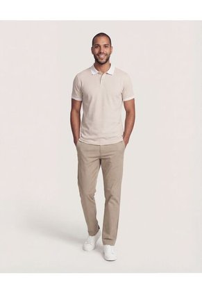 Polo  Para Hombre Cuello Tejido Sin Bolsillo Color Avena Marca Ostu #60110875