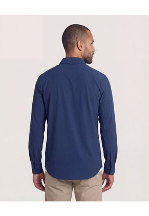 Camisa Para Hombre Manga Larga Sin Bolsillo Cuello C Color Azul Marca Ostu #60019067