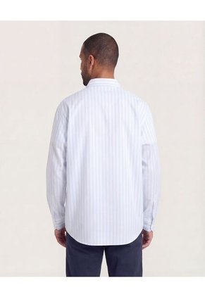 Camisa  Para Hombre Manga Larga Sin Bolsillo Cuello C Color Azul Marca Ostu #60019068