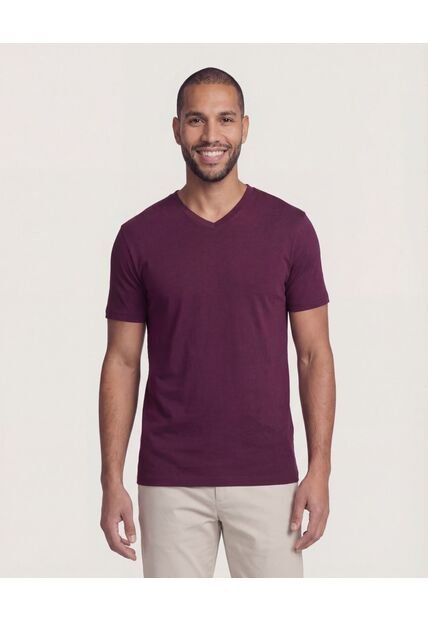 Camiseta  Para Hombre Manga Corta Cuello V Color Morado Marca Ostu #60091683