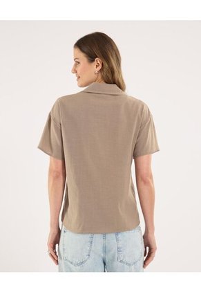 Camisa  Para Mujer Manga Corta Color Café Marca Ostu #40010313