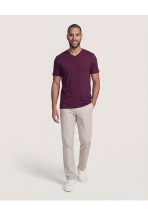 Camiseta  Para Hombre Manga Corta Cuello V Color Morado Marca Ostu #60091683