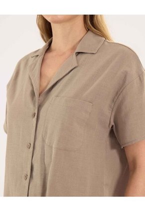 Camisa  Para Mujer Manga Corta Color Café Marca Ostu #40010313