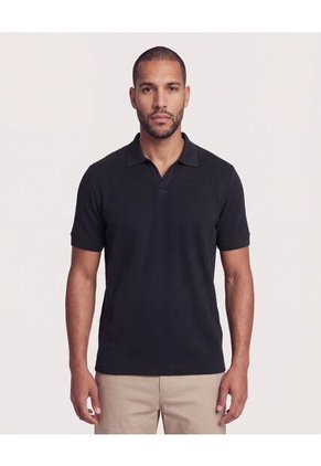 Polo Para Hombre Cuello Tejido Sin Bolsillo Color Negro Marca Ostu #60110913