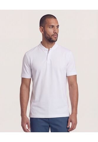 Polo  Para Hombre Cuello Mao Sin Bolsillo Color Blanco Marca Ostu #60110909 Ostu
