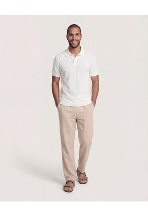 Polo  Para Hombre Cuello Tejido Sin Bolsillo Color Crema Marca Ostu #60110890