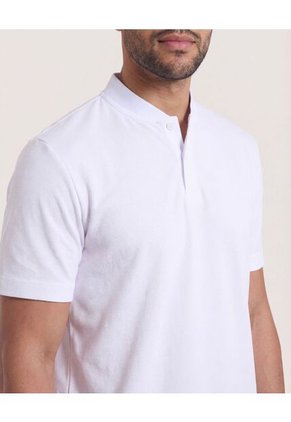 Polo Para Hombre Cuello Mao Sin Bolsillo Color Blanco Marca Ostu #60110909