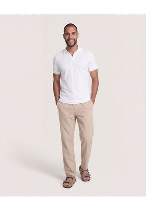 Polo  Para Hombre Cuello Tejido Sin Bolsillo Color Crema Marca Ostu #60110914