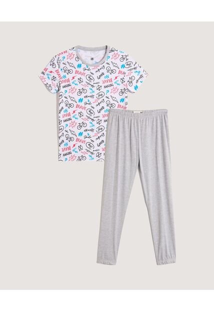 Pijama  Infantil Niño M/C P/L Color Blanco Marca Ostu #80040110