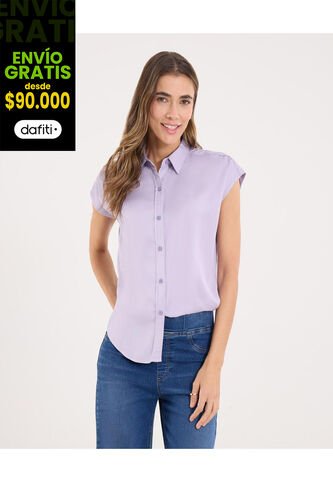 Camisa  Para Mujer Manga Corta Color Morado Marca Ostu #40010336 Ostu