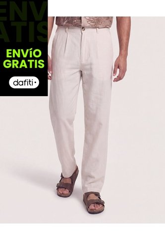 Pantalón De Moda Con Pinzas  Para Hombre Marfil Ostu Ostu