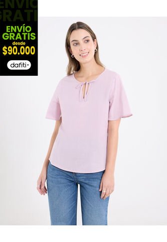 Blusa  Para Mujer Manga Corta Color Rosa Marca Ostu #40121248 Ostu