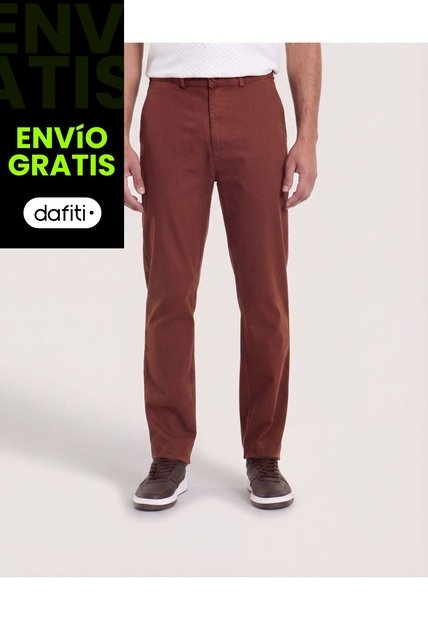 Pantalón Basico Chino  Para Hombre Café Ostu