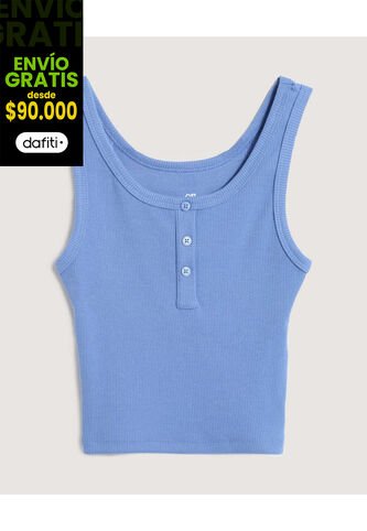 Camiseta  Para Mujer Crop Top Manga Sisa Color Azul Marca Ostu #40092691 Ostu