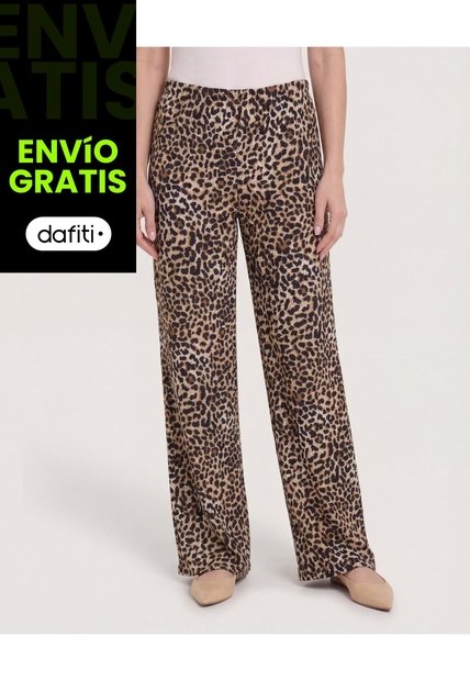 Pantalón Ancho Con Pretina Elástica  Para Mujer Negro Ostu