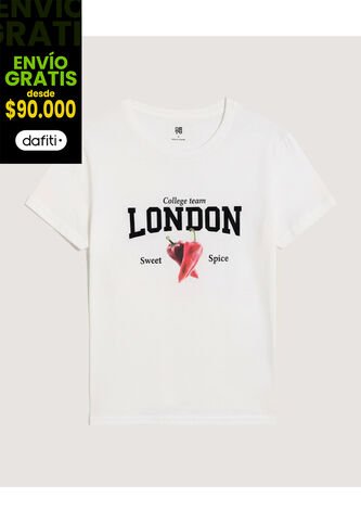 Camiseta  Para Mujer Manga Corta Cuello Redondo Color Marfil Marca Ostu #40092708 Ostu