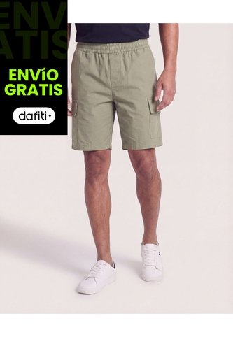 Bermuda Cargo Con Bolsillos Laterales  Para Hombre Verde Ostu Ostu