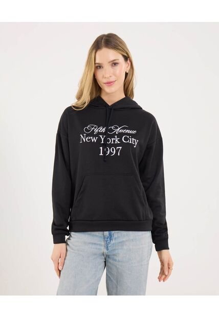 Buzo Para Mujer Hoodie Color Negro Marca Ostu #40060404