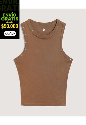 Camiseta  Para Mujer Manga Sisa Cuello Redondo Color Café Marca Ostu #40092556 Ostu