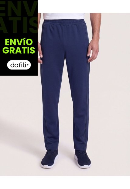 Pantalón Con Cortes En Contraste  Para Hombre Azul Ostu