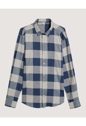 Camisa  Para Hombre Manga Larga Sin Bolsillo Cuello Casual M Color Gris Marca Ostu #60010873