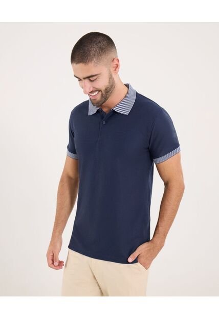Polo Para Hombre Cuello Tejido Sin Bolsillo Color Azul  Marca Ostu #60110751
