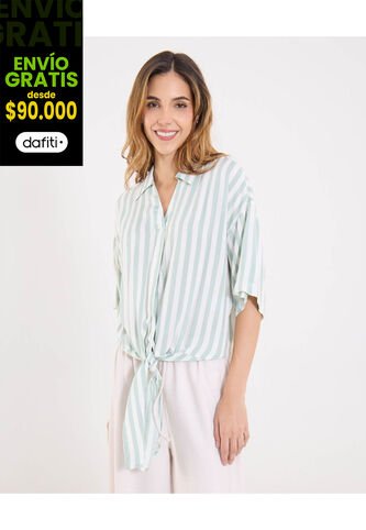 Blusa  Para Mujer Manga Corta Color Verde Marca Ostu #40121212 Ostu