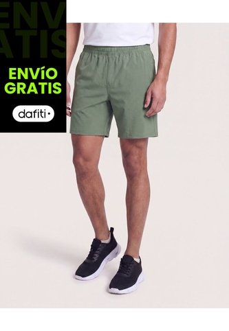 Bermuda Plana Unicolor  Para Hombre Verde Ostu Ostu