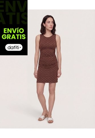 Vestido Corto Estampado  Para Mujer Café Ostu Ostu