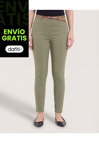 Pantalón Basico Tipo Chino  Para Mujer Verde Ostu Ostu