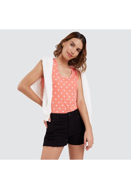 Top Para Mujer Cuello Redondo Color Naranja Marca Ostu #40220246