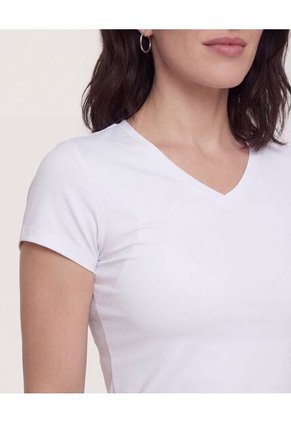 Camiseta  Para Mujer Manga Corta Cuello V Color Blanco Marca Ostu #40092804