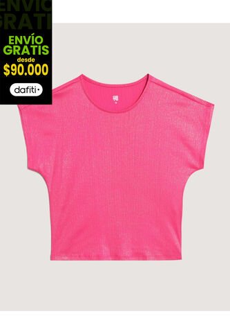 Camiseta  Infantil Niña Manga Corta Cuello Redondo Color Fucsia Marca Ostu #90090341 Ostu