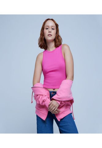 Crop Top Para Mujer Manga Sisa Color Rosaoscuro Marca Ostu #40091930 Ostu