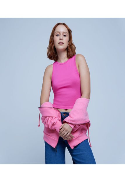 Crop Top Para Mujer Manga Sisa Color Rosaoscuro Marca Ostu #40091930