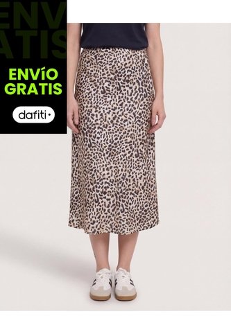 Falda Estampada  Para Mujer Negro Ostu Ostu