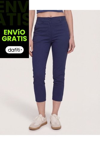 Pantalón Basico Capri  Para Mujer Azul Ostu Ostu