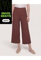 Pantalón Fluido Tiro Alto  Para Mujer Café Ostu de Ostu