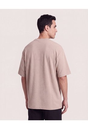 Camiseta Oversize Texturizada  Para Hombre Café Ostu