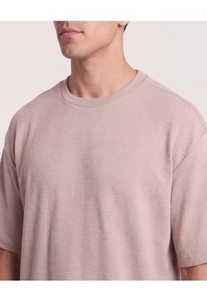 Camiseta Oversize Texturizada  Para Hombre Café Ostu